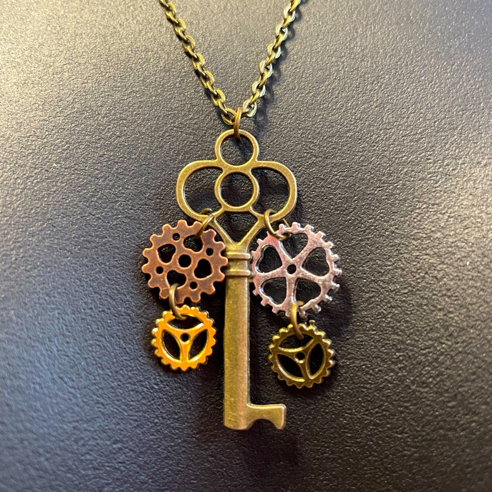Steampunk Gear Key Necklace